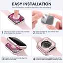 Tensea (2-in-1 for Waterproof Apple Watch Screen Protector Case 41mm Series 9 8 7, iWatch Protective PC Face Cover Built-in Privacy Tempered Glass Film [26 Anti Spy] [360 Full Protection] (Original Pink)