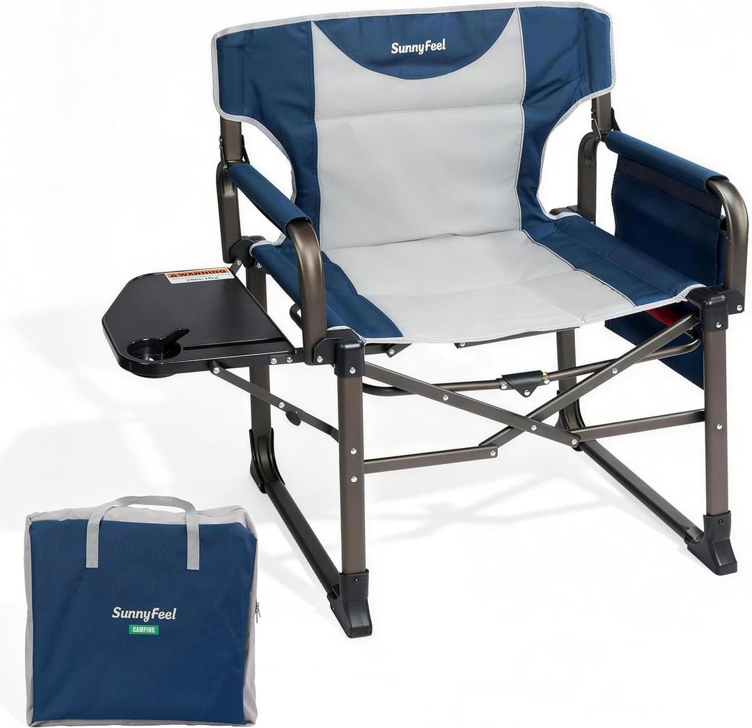 SUNNYFEEL Oversized Camping Directors Chair for Adults with Side Table, 21"x25"x37"