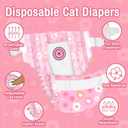 Pet Soft Disposable Cat Diapers - Diaper for Female & Male Cats, Puppy Doggie Diapers for Female Dogs with Adjustable Foam Tail Hole, Small (24Pcs, PK Flowers)