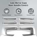 Side Mirror Covers Compatible with Ford F150 2021-2025 Chrome Door Handle Covers W/ 2 SMT Keyholes