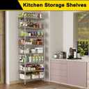 GIOTORENT 8-Wire Garage Shelving Storage Shelves, Kitchen Storage Adjustable Shelf, Metal Shelves 1600Lbs Capacity 24" W x 14" D x 72.2" H for Laundry Bathroom Pantry Closet, Silver, 14.0D x 24.0W x 72.2H