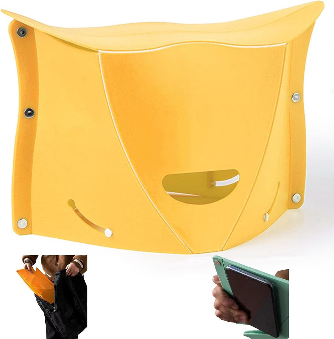 Foldable Portable Outdoor Stool, Thickness of 0.5 in, Quick Opens for Camping Hiking Picnic Fishing Subway, Lightweight Mini Folding Travel Potty Stool, Footrest for Air Travel Yellow