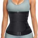 HOPLYNN Sweat Waist Trainer for Women Two Belts, Neoprene Workout Corset Waist Trainer Cincher Trimmer Shaper Zipper (X-Large, Black)