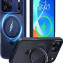 CASEKOO Ultra-Magnetic Stand for iPhone 17 Pro Max Case [Military Drop Protection] [Compatible with MagSafe] Translucent Shockproof Matte Slim Ring Holder Case for iPhone 17 ProMax 6.9", Deep Blue