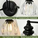 Piepooye Modern Bathroom Light Fixtures 3 Lights Black Vanity Light with Glass LampShade E26 Bulb Indoor Vanity Light Over Mirror for Bedroom Farmhouse Kitchen