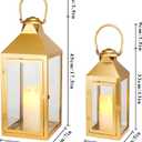 JHY DESIGN Set of 2 Gold Decorative Candle Lanterns 17.5"&13.5" H Metal Hanging Candle Holders for Indoor Outdoor Home Decor Paritie Wedding Ramadan