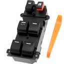 35750-SWA-K01 Master Window Switch Power Control Button Front Left Driver Side Fit for Honda CR-V 2007-2011 Replacement 1 Auto Button White Light 22 Pins 35750-SWA-F01 35750-TK6-A01