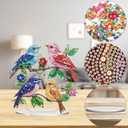 Bimkole Tabletop Diamond Art Kits for Adults Bird, DIY 5D Special Shaped Rhinestone Desk Placement Ornament, Home Office Decor Stand Up Gem Diamond Painting Craft Kit Branches 7.87x7.87inch