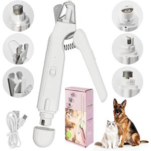 2-in-1 Led Cat Dog Nail Clipper & Nail Grinder with Lights,Rechargeable Pet Nail Trimmers with Nail File,Protective Guard,Quick Sensor,Pet Claw Clippers for Medium Small Dogs Cats Rabbits