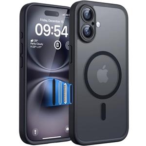 TOCOL for iPhone 16 Case with Camera Control Capture Button, Compatible with Magsafe Charger, Built-in Magnetic Ring, Translucent Matte Phone Case for iPhone 16 6.1 inch (Key Black)