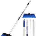 PBT Car Wash Brush with Long Handle 10'' Larger Soft Bristle Brush Head Rubber Bumper for Vehicle Wheel RV SUV Boat Truck Solar Panel Deck Washing, 60'' 151cm