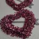 Valentine's Day Tinsel Decor in Pink and Red 14 x13 Inches Heart-Shaped Metal Wreath Frames Making Art Material Supplies for Valentines Wedding Wall Floral Garden Pack of 2