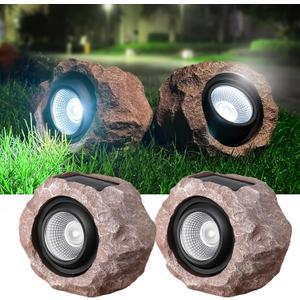 Timeflies Solar Rock Lights Outdoor, 2 Pack Super Bright Solar Spot Lights Outdoor IP65 Waterproof Solar Yard Lights, Auto On/Off Garden Decor for Outside Paths, Sidewalks, Yards, Landscapes, Patios