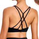 RUNNING GIRL Strappy Sports Bra for Women Sexy Crisscross Back Light Support Yoga Bra with Removable Cups (Medium, 3-black)
