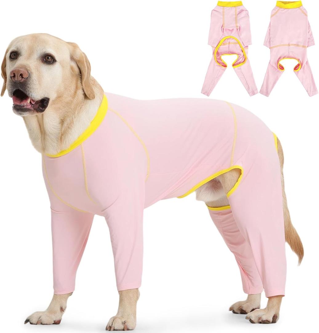 FUAMEY UPF 50+ Dog Sun Protection Full-Body Shirt for Large Dogs, Puppy Cooling Jumpsuit with Quick-Dry Stretchable Fabric, Outdoor Pet Dirt-Resistant Shedding Control Onesie for Summer, Pink, XL