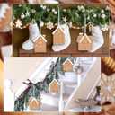 12 Pcs Christmas Gingerbread House Ornaments 3.5 Inch Clay Christmas Tree Cookie Decorations for Xmas Hanging Tree Decoration with Strings Home Decor Ornaments House Shaped