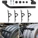 Black Poly Coated Fender Mounting Brackets Kit - Durable Adjustable Trailer Fender Brackets for Dump Trucks Flatbed Trucks Dual Rear Wheels Semi Truck Fender Accessories (One Side)
