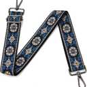 Purse Strap Adjustable Replacement Crossbody Bag Strap Retro Jacquard Embroidery Shoulder Straps for Canvas Bag (Black Hardware-retro Flower-612)