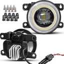 LED Lens Fog Light with Halo Ring Angel Eye Replacement for Nissan 05-15 Xterra, 05-18 Frontier, 05-12 17-20 Pathfinder, 08-15 Armada, 11-17 Leaf, 10-19 NV200, 07-12 Sentra SE-R