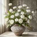 6Pcs Peonies Artificial Flowers Fall Flower Indoor for Vase, White