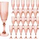 Plastic Champagne Flutes, Champagne Glasses Bulk, Reusable Unbreakable Acrylic Wine Glasses Goblets for Weddings Bachelor Parties Toasting Bridal Shower (24, Rose Gold)