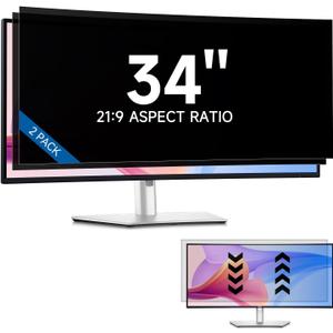 [2-Pack] 34 Inch Privacy Screen Filter for 21:9 Widescreen Monitor, Removable 34in Matte Anti Blue Light Glare Privacy Shield, Anti Spy Security Protector for Computer PC Desktop [Supporting Curved Screen]
