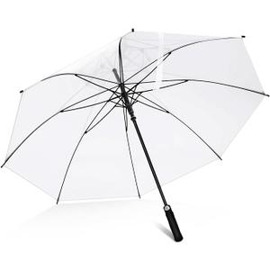 Jexine Extra Large Clear Umbrella Golf 60 Inch Oversized Automatic Open Stick Umbrella Transparent Waterproof for Adult Men Women Outdoor Sport Golf Play Weddings(1 Pcs)