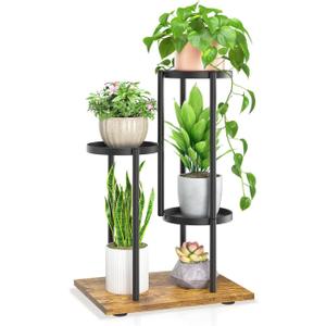 LASZOLA Black 3 Tier Plant Stand Indoor Heavy Duty Metal Planter Flower Holder Rack, Multi Modern Narrow Organizer, Floor Vertical Tower, Spiral Sturdy Decorate for House Bathroom Office Living Room (3 Tier without Grow Lights)