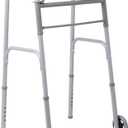 Medline Two-Button Lightweight Folding Walker for Seniors, 5 in Wheels
Adjustable Aluminum Mobility Walker forAdults, Front-Wheeled Walker, Ergonomic Hand Grips, 400 lb Capacity, 32.5 to 38.5 in
