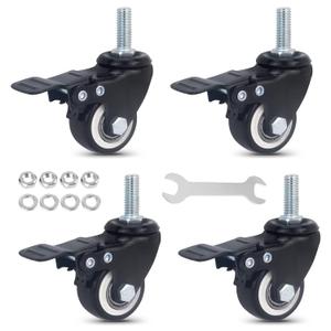 1.5"Stem casters Set of 4 Heavy Duty casters Wheels with Safety Dual Locking Furniture casters Swivel Castors with Brakes Metric Threaded Stem M10 x 25mm,300Lbs