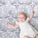 Blissful Diary Baby Play Mats for Floor, 71x59 Inch Extra Thicker & Large Soft Cushioning Foam Playmats for Babies and Toddlers, Foldable Washable Baby Crawling Mat for Playpen, Gray Stars