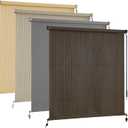 AOSKY Outdoor Roller Shades for Patio, Cordless Outdoor Blinds for Windows Porch, Roll Up Blinds Cloth for Pergola Balcony Backyard, 72" W x 72" H, Mocha