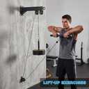 Wall Mounted Pulley System, Low Cable Machine Pulley System for LAT Pulldown, Biceps Curl Home Gym Equipment with Fitness Pull Down Bar, Tricep Rope