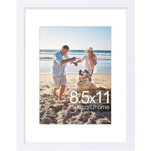decorUhome 8.5 by 11 Picture Frame, Display Pictures 6x8 with Mat or 8.5x11 without Mat, Wall & Tabletop Display Certificate Frame, White, 1 Pack