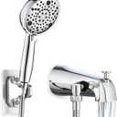 Slip-On Tub Spout with Diverter, High Pressure 8 Settings Hand Held Shower with Hose, All Metal Bathtub Faucet with Sprayer and Hardware, Chrome