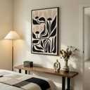 Framed Boho Abstract Floral Wall Art for Living Room, Neutral Black Beige Botanical Paintings Prints Canvas Artwork for Walls, Vertical Mid Century Modern Wall Decor for Bedroom Home Office, 24x36 In