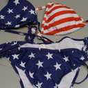 American Trends Women's String Two Piece Halter Top Triangle Bikini Set with Tie Side Bottom Sexy Swimsuit Bathing Suits (4-6, 26 American Flag)