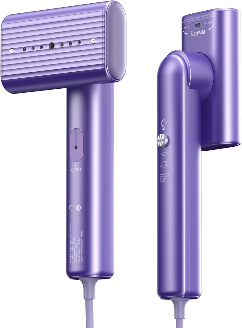 Travel Portable Steamer for clothes - Handheld Steamer for Fabric Clothing Wrinkles, 15s Fast Heat-up Rotary Garment Steamer, 1200W Light Mini Steam Iron for Home, Office and Travel (Dark purple)