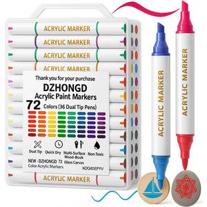 72 Color Acrylic Paint Markers – Dual Tip Waterproof Paint Pens for Rock, Wood, Fabric, Glass, Ceramic