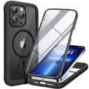 Miracase Magnetic for iPhone 13 Pro Max Case 6.7 inch, (Compatible with MagSafe) Upgrade Full-Body Clear Phone Bumper Case with Built-in 9H Tempered Glass Screen Protector, Magnetic Classic Black