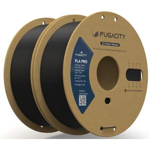 Fugacity PLA PRO Filament 1.75mm, Black 3D Printer Filament 2 Roll 1KG Spool Bundles, Dimensional Accuracy +/- 0.02mm, Enhanced Printing Effect Fits Most FDM 3D Printers