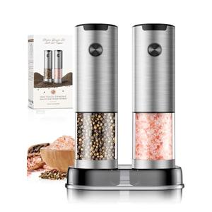 Salt and Pepper Grinder Set- Automatic Battery Pepper Mill Shakers Gifts for Men Dad, Adjustable Coarseness Upgraded Larger Capacity with Led Kitchen Essentials for New Home Housewarming