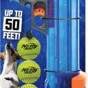 Nerf Dog Tennis Ball Blaster Dog Toy Gift Set, Tennis Ball Dog Fetch Toy Launches up to 50 ft, Dog Ball Thrower for All Breeds Includes Translucent Blue Tennis Ball Launcher and 3 Dog Tennis Balls