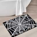 Estmy Black Gothic Bath Mat Spider Web Spooky Bathroom Mats Non Slip Washable, 16x24 Funky Cute Fun Vintage Bath Halloween Shower Rugs Bathroom Decor Ultra Soft Great Absorbency (Black and White)
