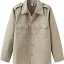 GRANDWISH Boys Long Sleeve Button-Down Shirt, Kids Work Shirt, Khaki Size 6-14