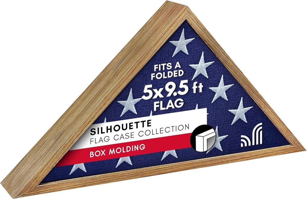 Americanflat Large Flag Display Case - Fits Folded 5x9.5' Burial Flags - Silhouette Collection - Display Box for Wall or Tabletop - Barn Wood
