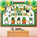 Eersida Spring Easter Bulletin Board Decorations with Paper Fans 3D Christian Classroom Bulletin Board St Patricks Day Flower Bunny Cutouts School VBS Library Church Window Wall Decor(St. Patricks) (L)