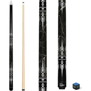 Pool Cue Stick 58 Inch 2-Piece Billiard Cues with Geometric Sword Inlays, Unwrapped Grip, Maple Shaft, 13mm Tip - Choose from 8 Colors and 4 Weights