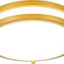 DLLT Flush Mount LED Ceiling Light: 10 Inch 5CCT (3000K-6000K) & Dimmable Ceiling Light Fixtures for Bedroom Hallway - 18W Modern Gold 1600LM Super Bright Kitchen Lighting Fixtures Ceiling