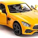 RMZ City 1:36 Scale Diecasting Alloy Car Model Benz AMG GTS Car Model Toy Car Pull Back Vehicles Toy Car for Toddlers Kids Boys Girls Gift (Yellow)